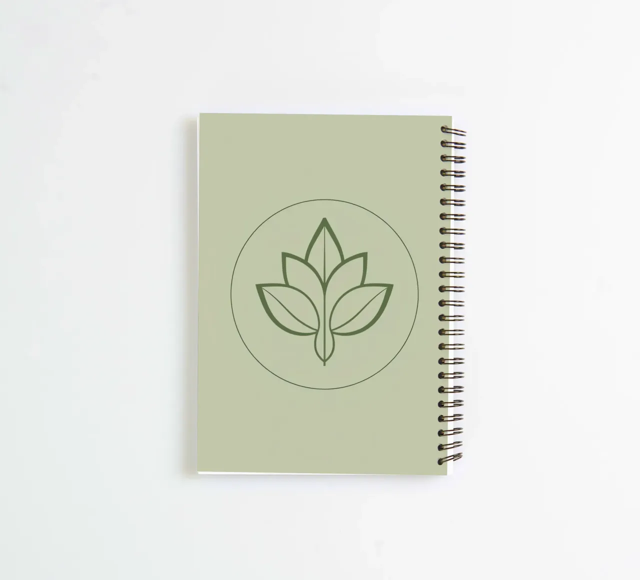 Stylized Leaf Outline in Circle Green Color Scheme spiral notebook by DesignDoodle