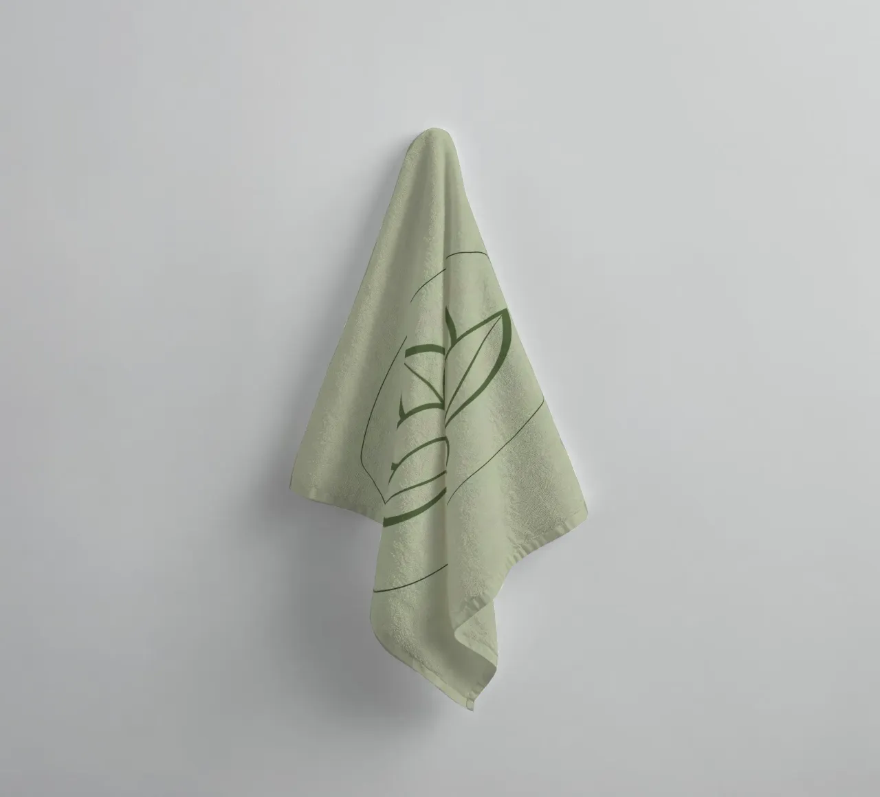 Stylized Leaf Outline in Circle Green Color Scheme towel by DesignDoodle