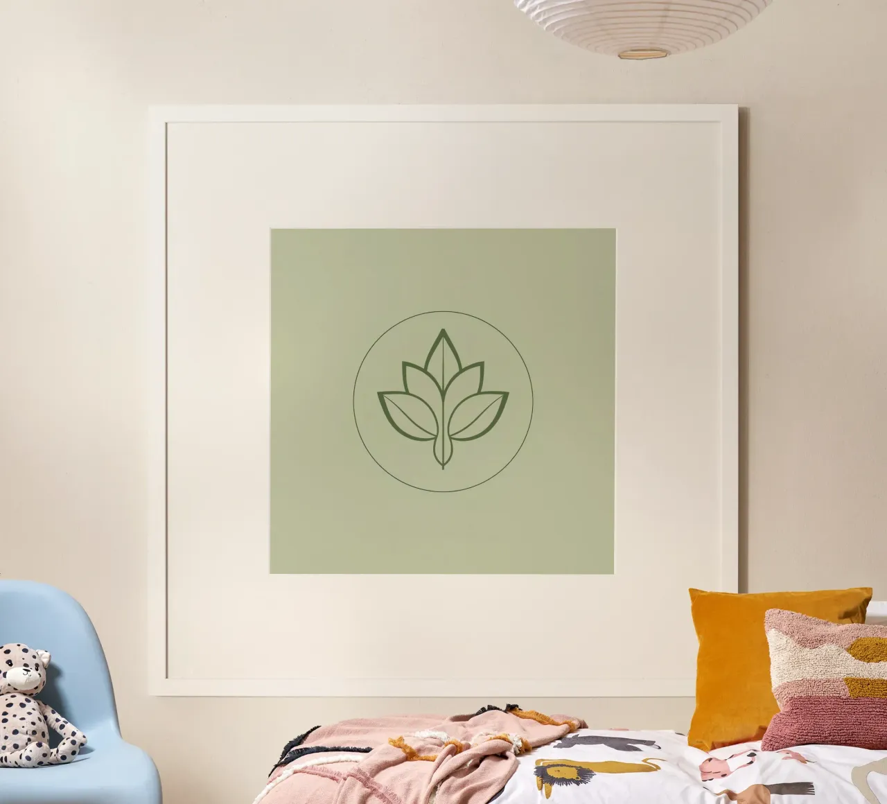Contorno di foglie stilizzate nella combinazione di colori verde cerchio poster da DesignDoodle