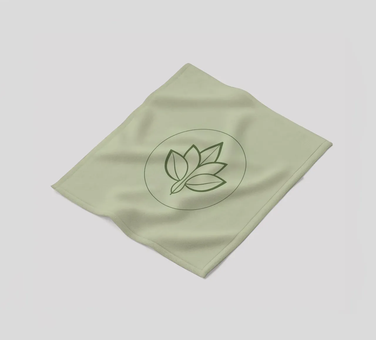 Stylized Leaf Outline in Circle Green Color Scheme fleece blanket by DesignDoodle