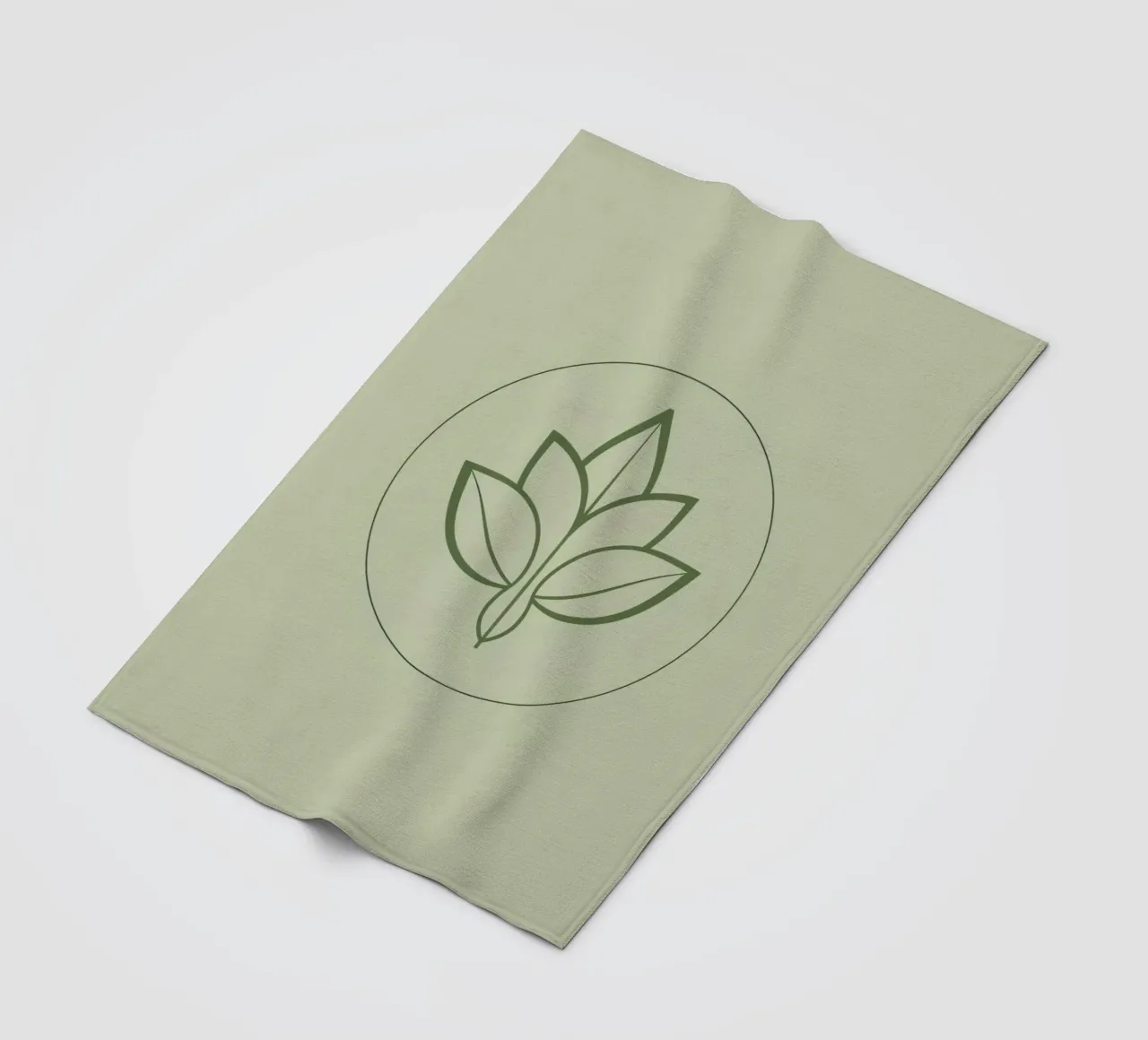 Stylized Leaf Outline in Circle Green Color Scheme fleece blanket by DesignDoodle