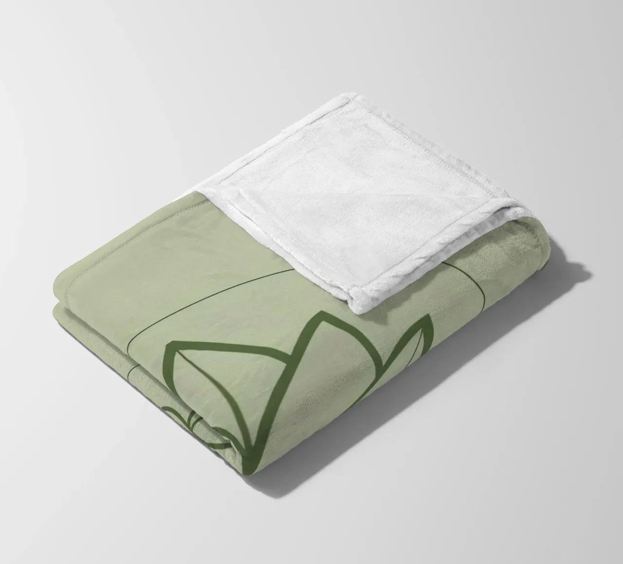 Stylized Leaf Outline in Circle Green Color Scheme fleece blanket by DesignDoodle
