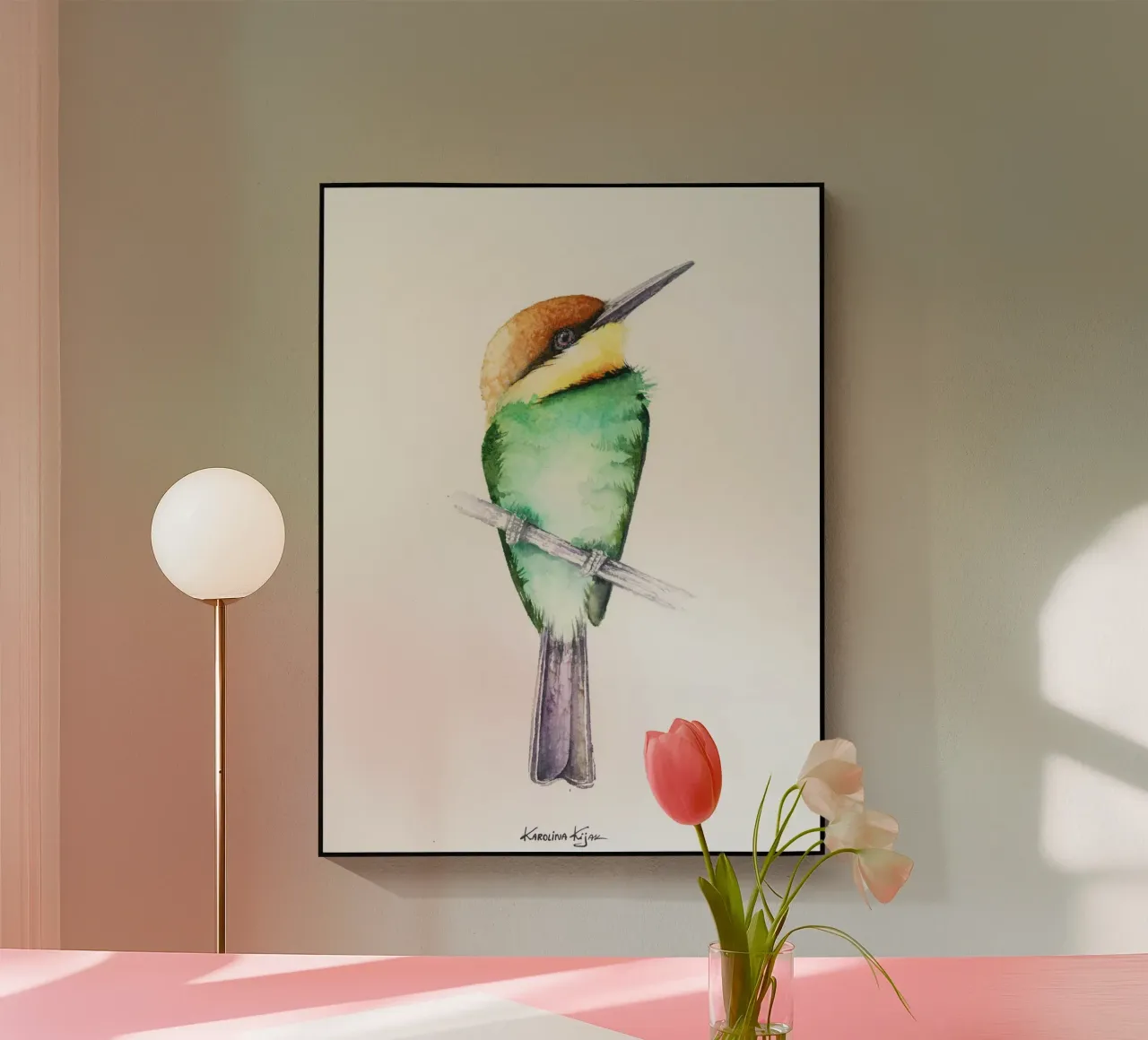 Bee-eater bird acrylic glass by Karolina Kijak