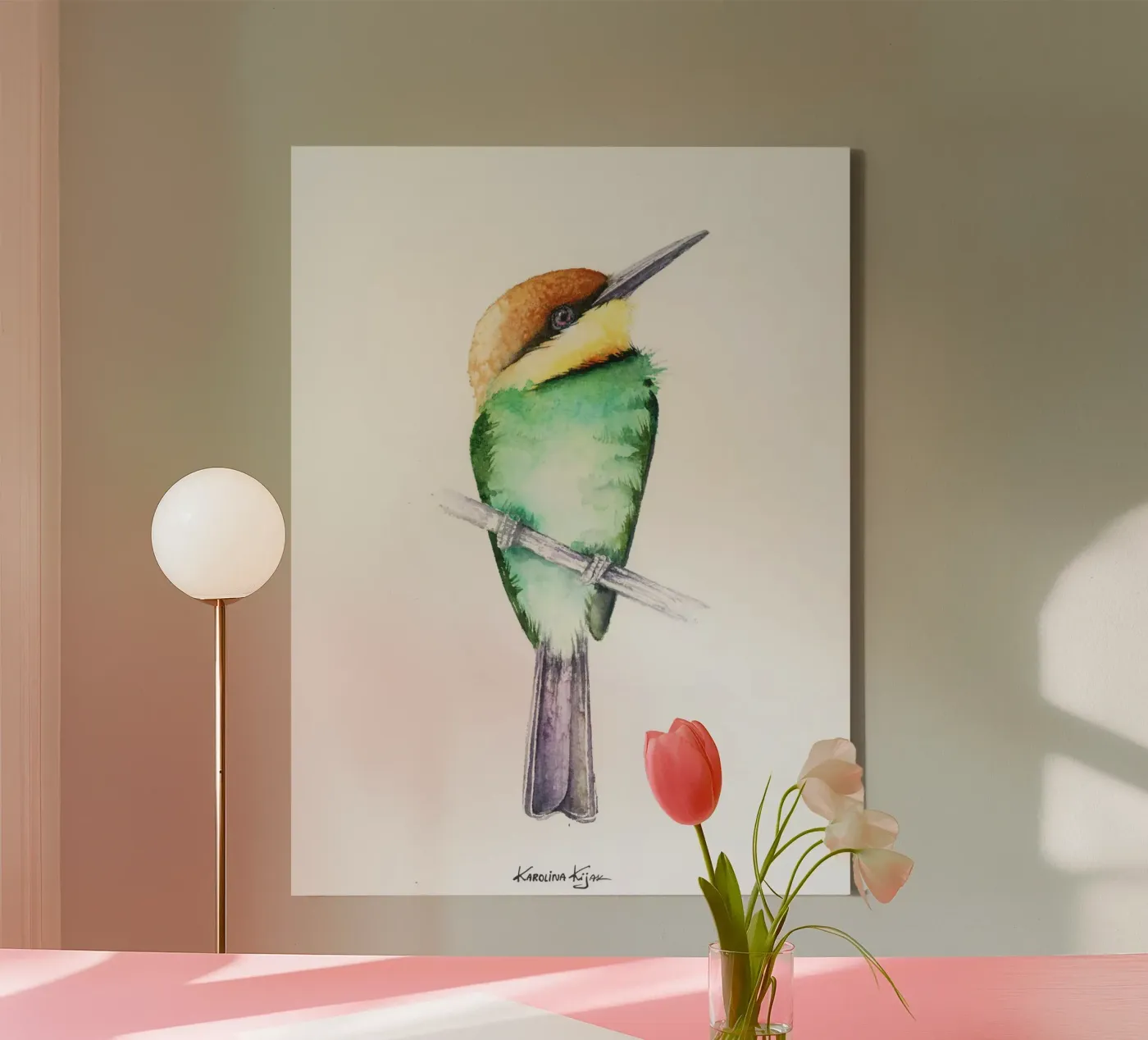 Bee-eater bird canvas by Karolina Kijak