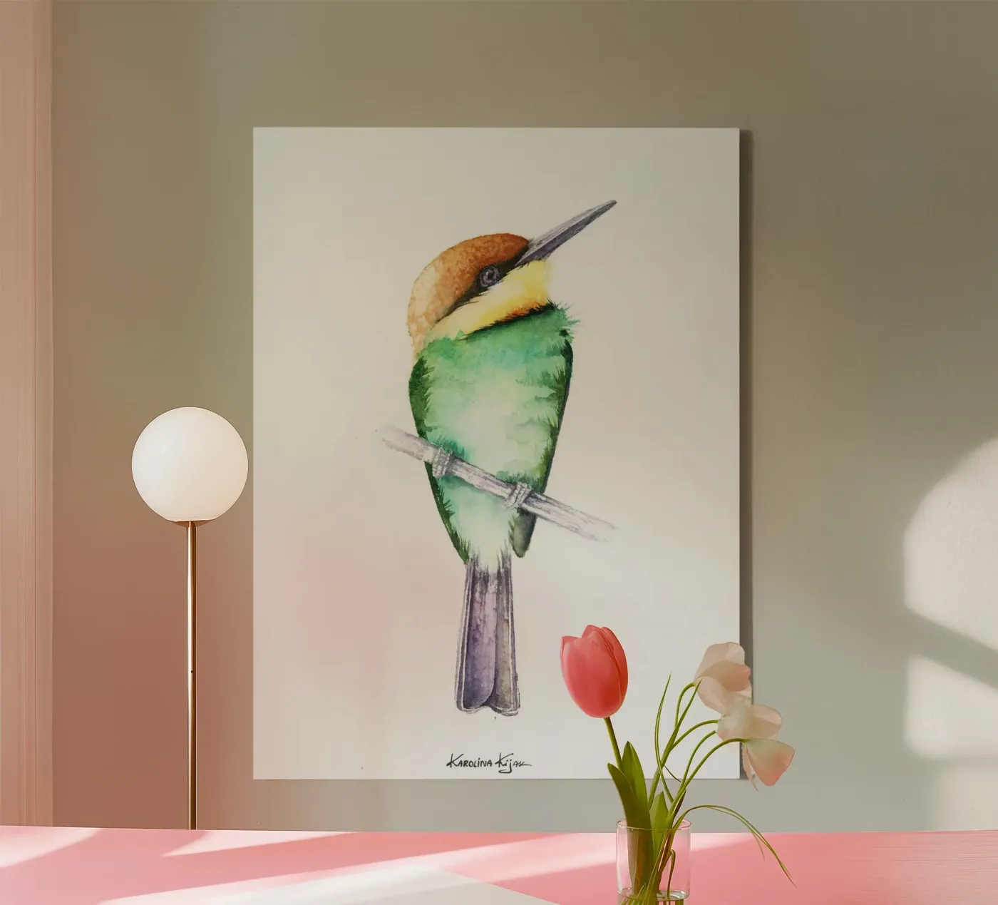Bee-eater bird canvas by Karolina Kijak