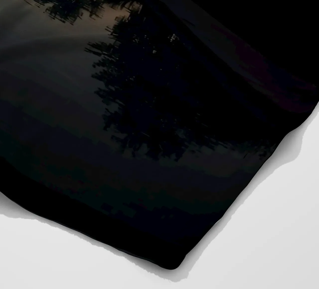 Swimming Pool at Dusk with Tree Reflections and Sunset Sky fleece blanket by DesignDoodle