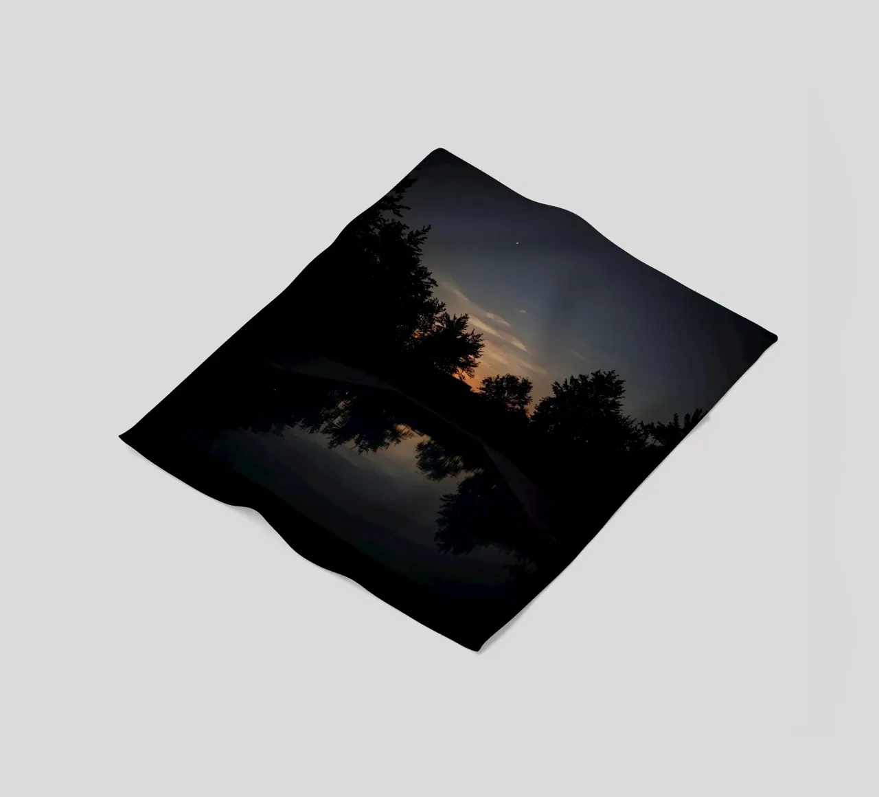 Swimming Pool at Dusk with Tree Reflections and Sunset Sky fleece blanket by DesignDoodle