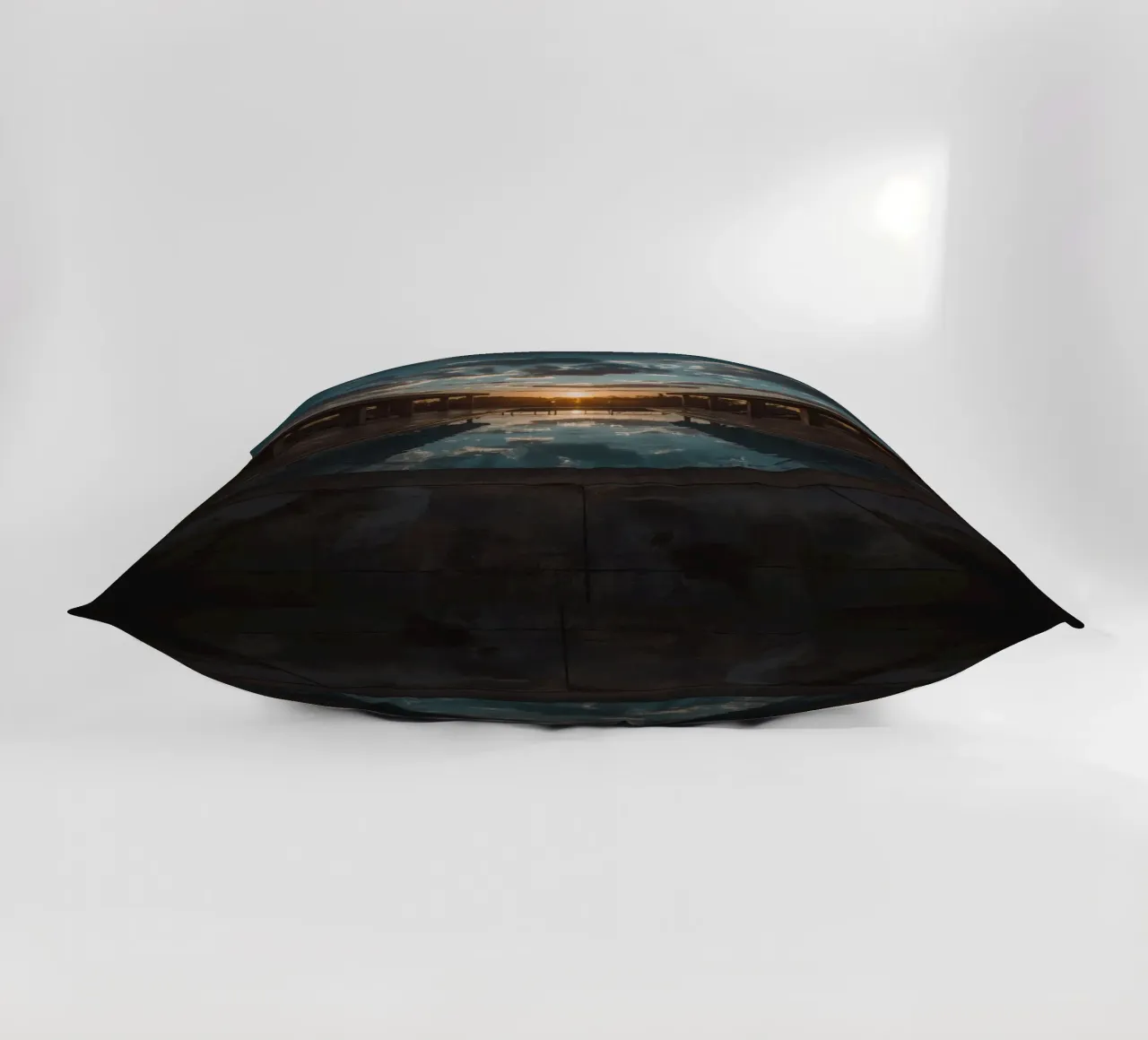 Swimming Pool Reflecting Sunset with Covered Structures decorative cushion by DesignDoodle