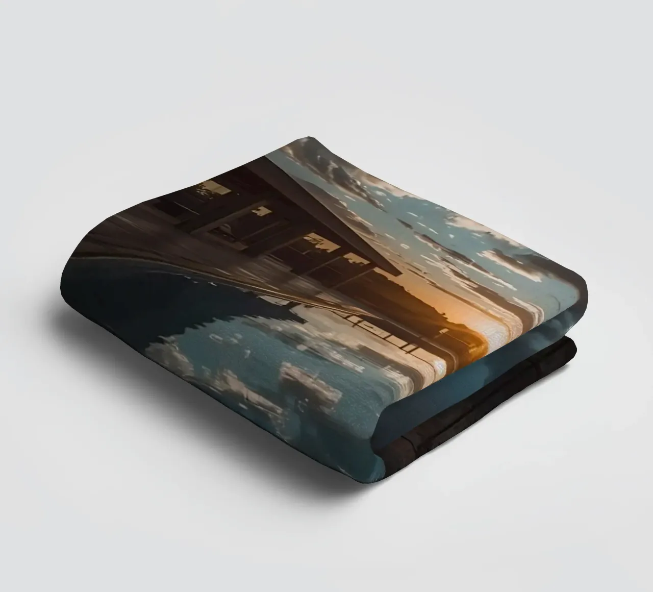 Swimming Pool Reflecting Sunset with Covered Structures towel by DesignDoodle
