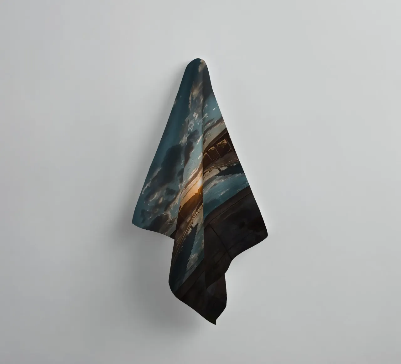 Swimming Pool Reflecting Sunset with Covered Structures towel by DesignDoodle