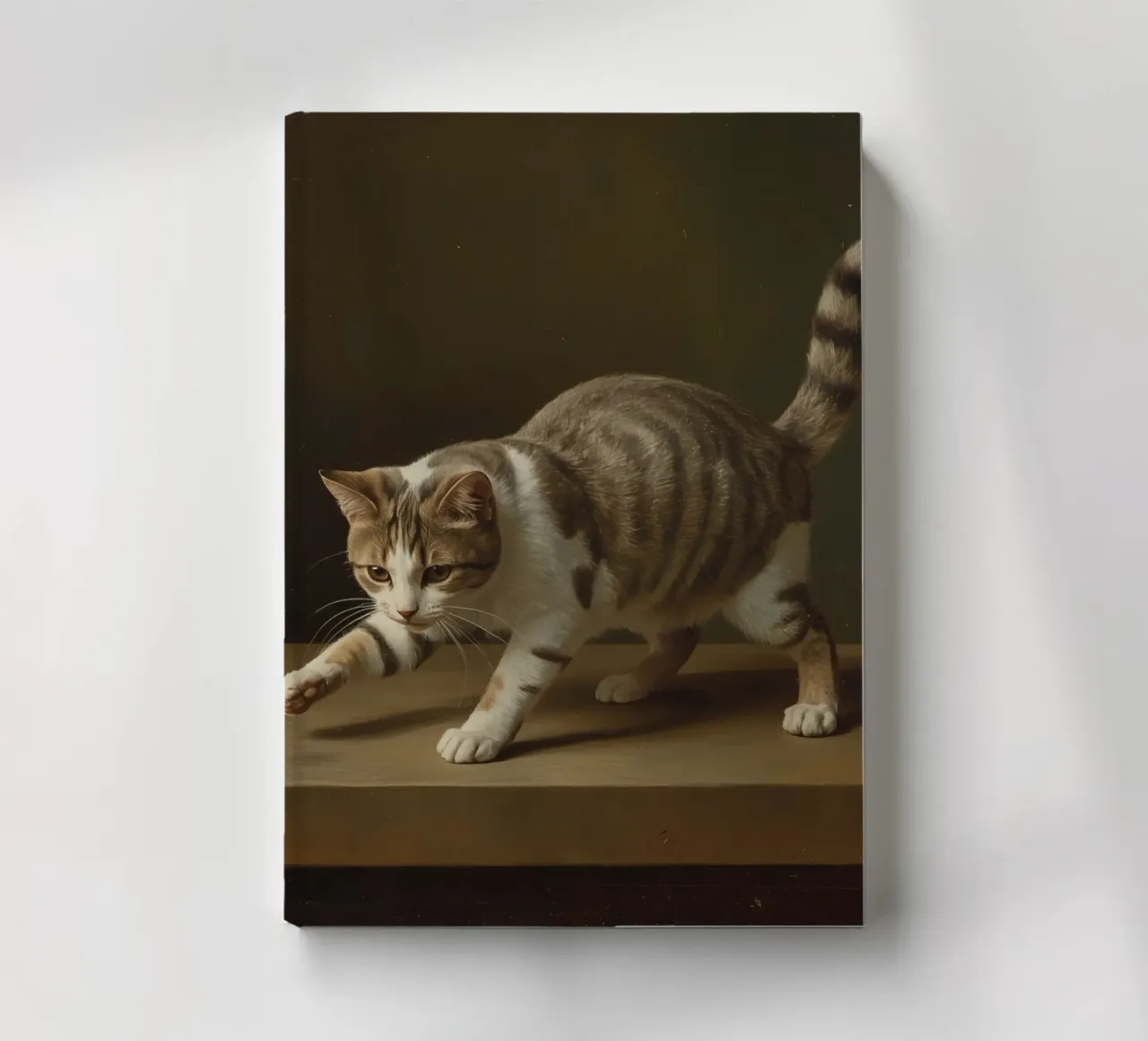Tabby and White Cat on Table notebook by DesignDoodle