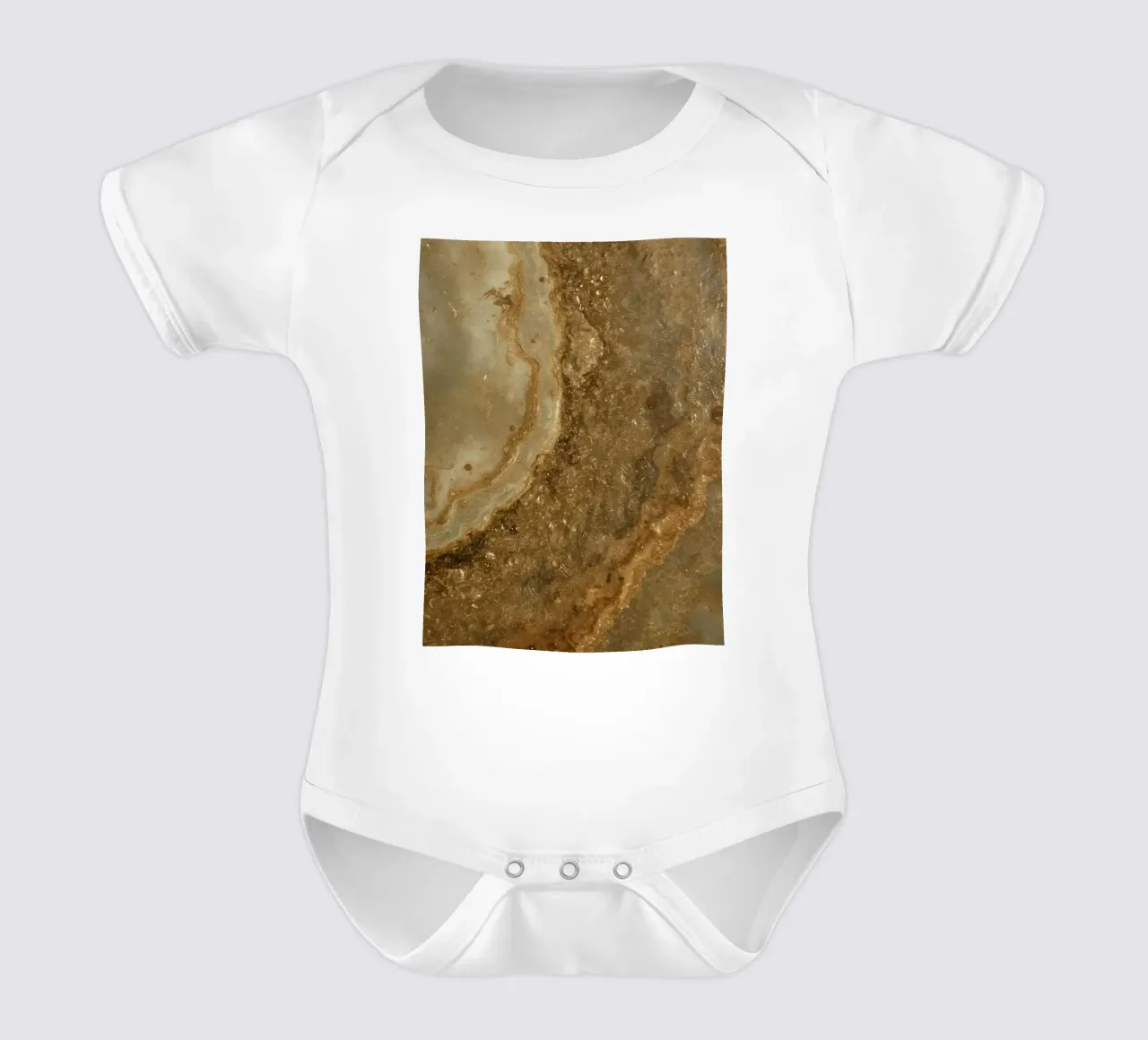 Strukturierte braune und beigefarbene Oberfläche mit Luftblasen Kurzarm Babybody von DesignDoodle