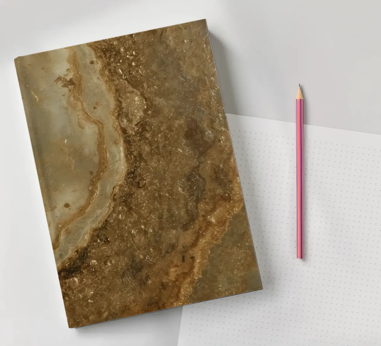 Textured Brown and Beige Surface with Bubbles notebook by DesignDoodle