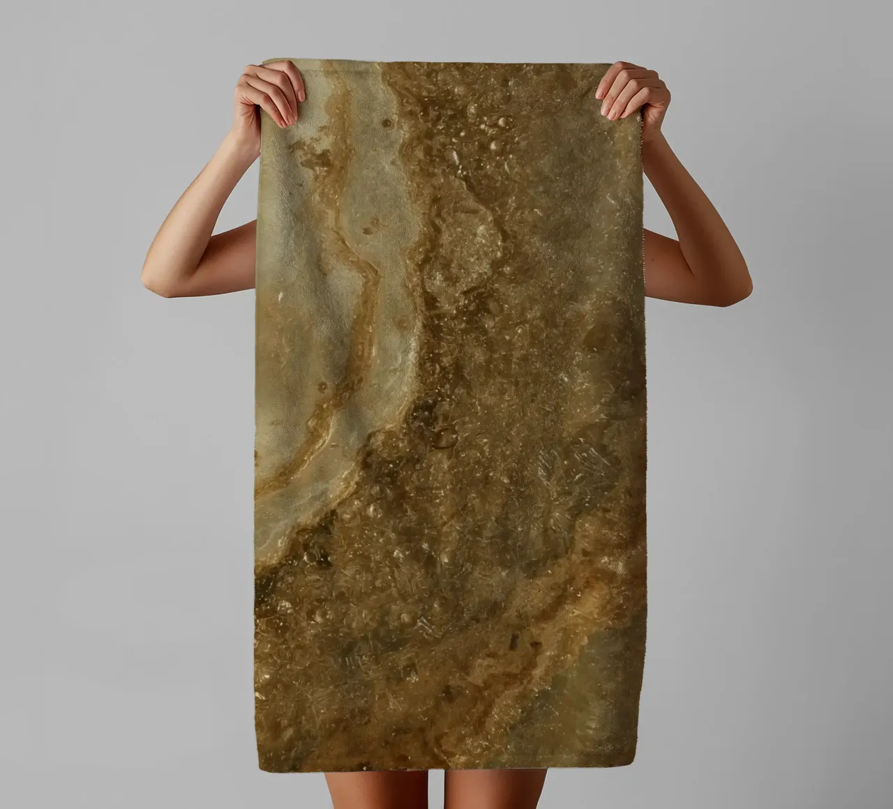 Textured Brown and Beige Surface with Bubbles towel by DesignDoodle