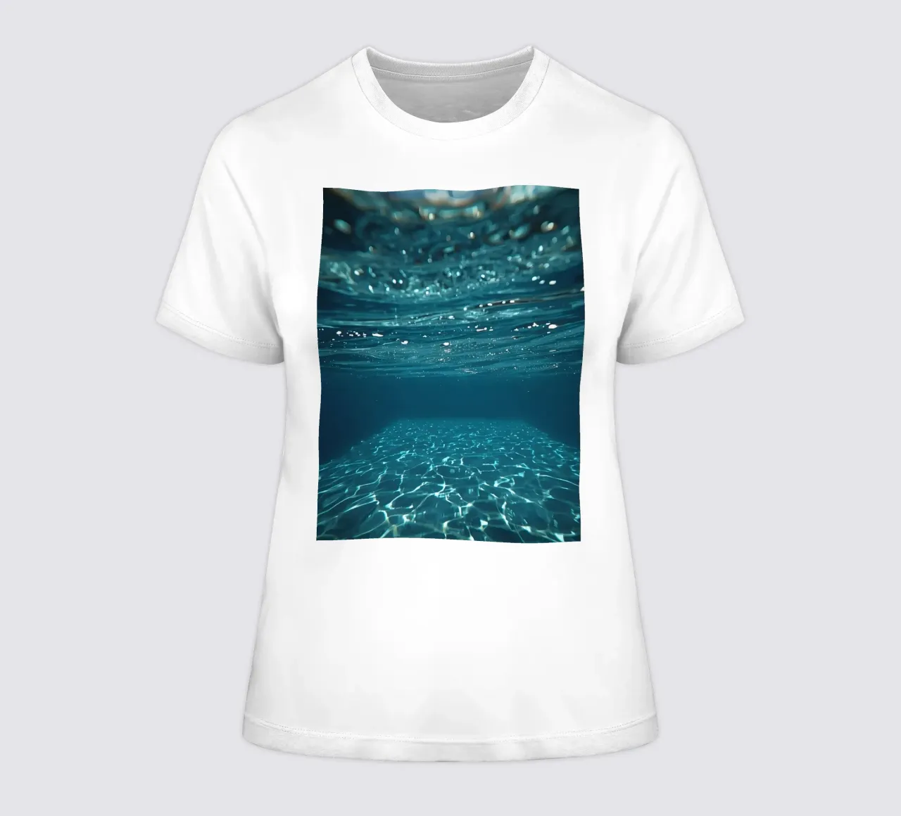 Underwater View of Water Surface and Bottom with Light women's fitted t-shirt by DesignDoodle