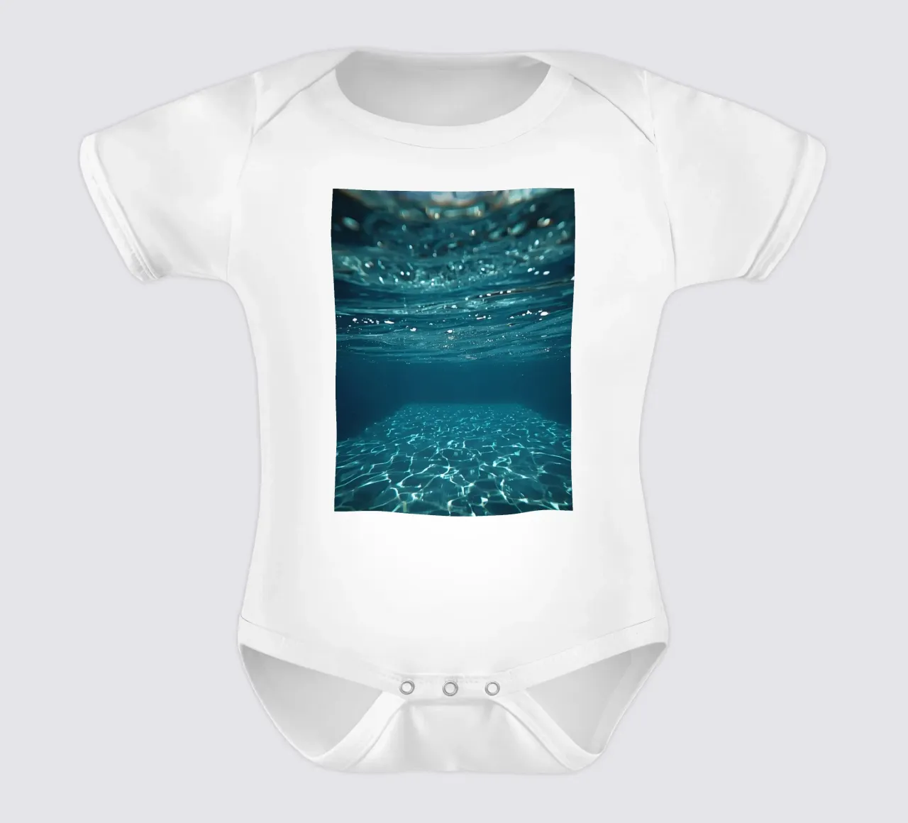 Underwater View of Water Surface and Bottom with Light short-sleeve baby romper by DesignDoodle
