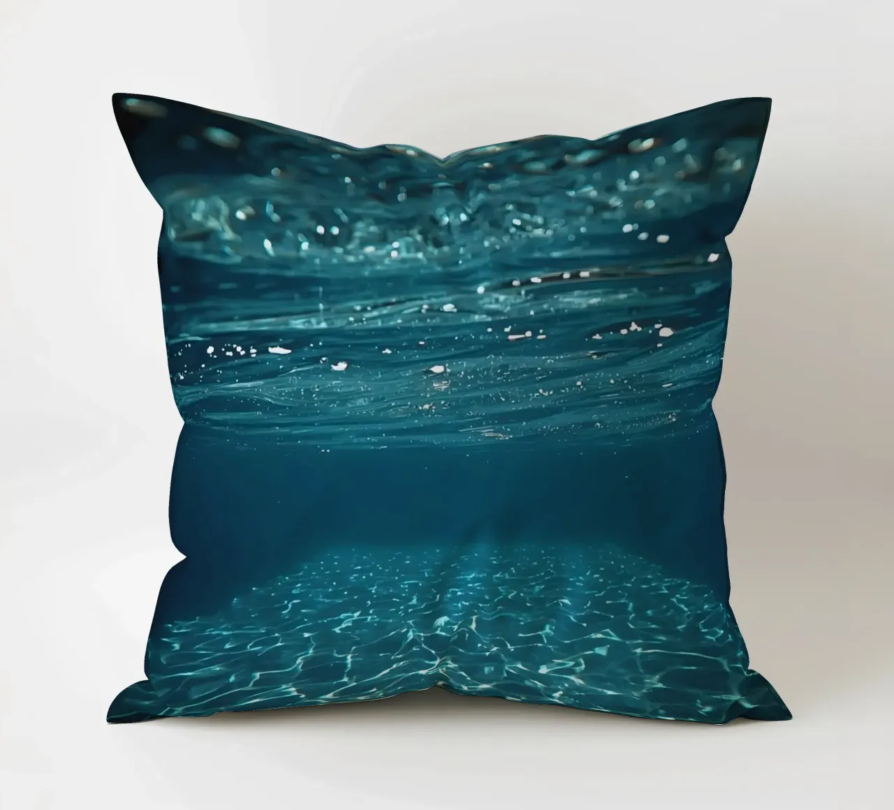 Underwater View of Water Surface and Bottom with Light decorative cushion by DesignDoodle