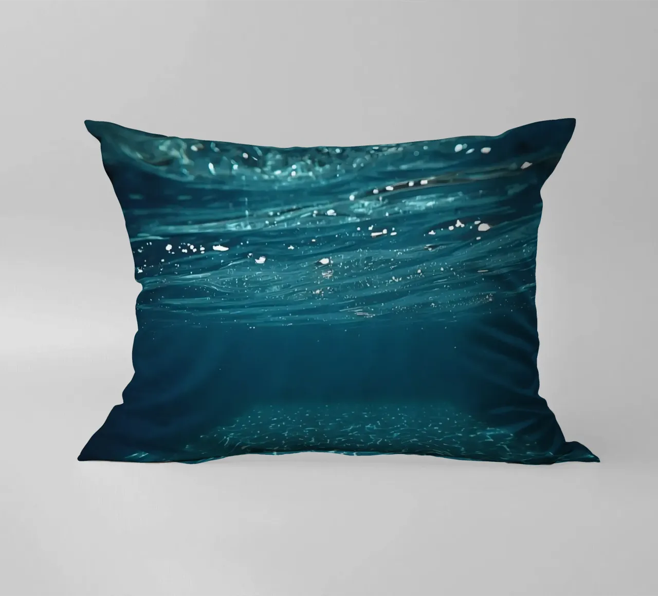 Underwater View of Water Surface and Bottom with Light decorative cushion by DesignDoodle