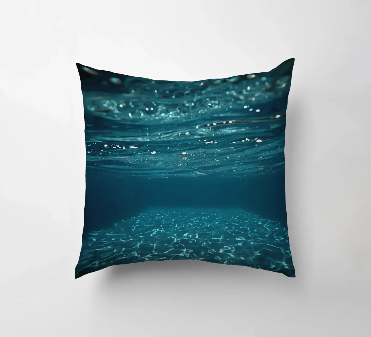 Underwater View of Water Surface and Bottom with Light decorative cushion by DesignDoodle