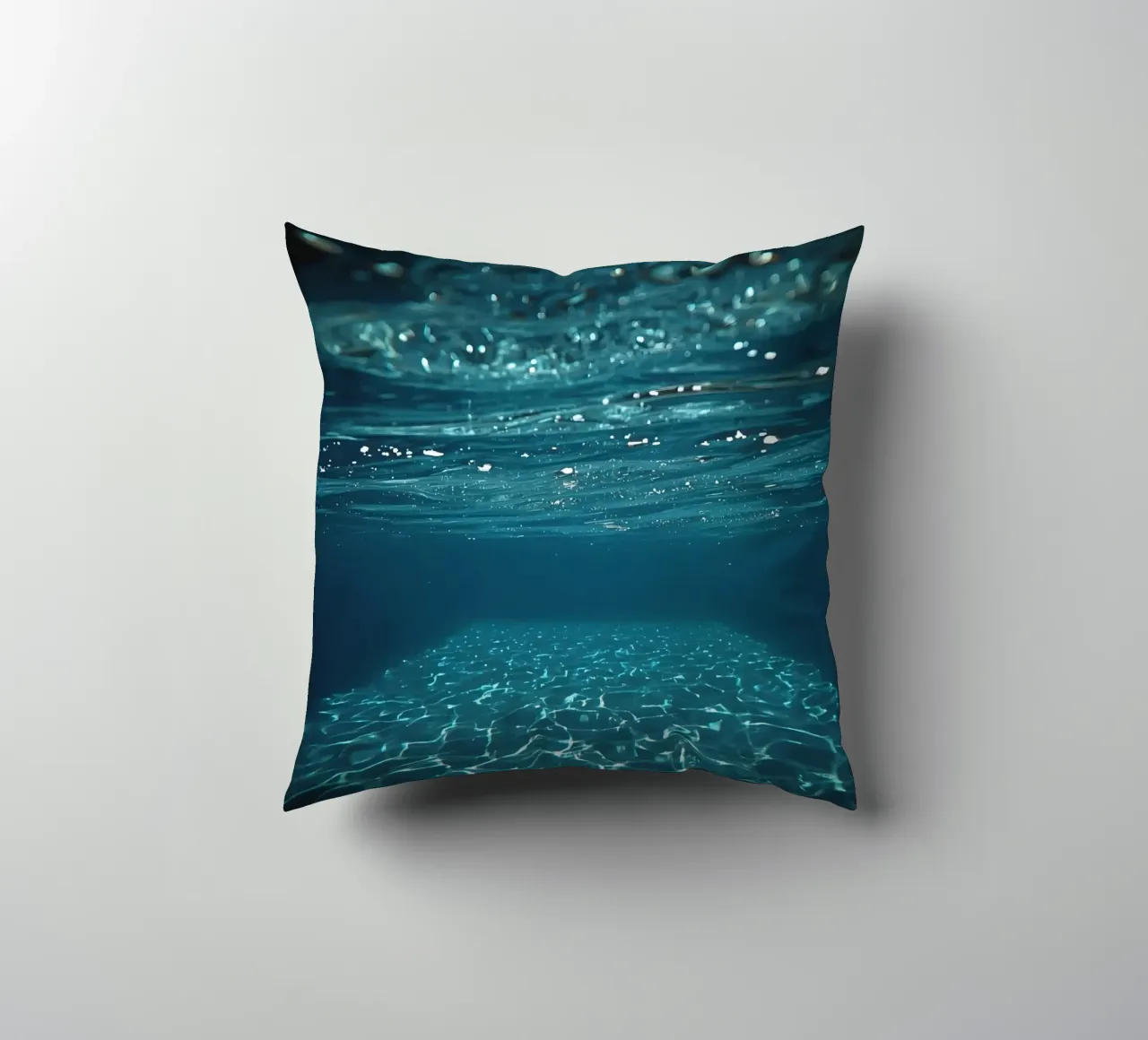 Underwater View of Water Surface and Bottom with Light decorative cushion by DesignDoodle