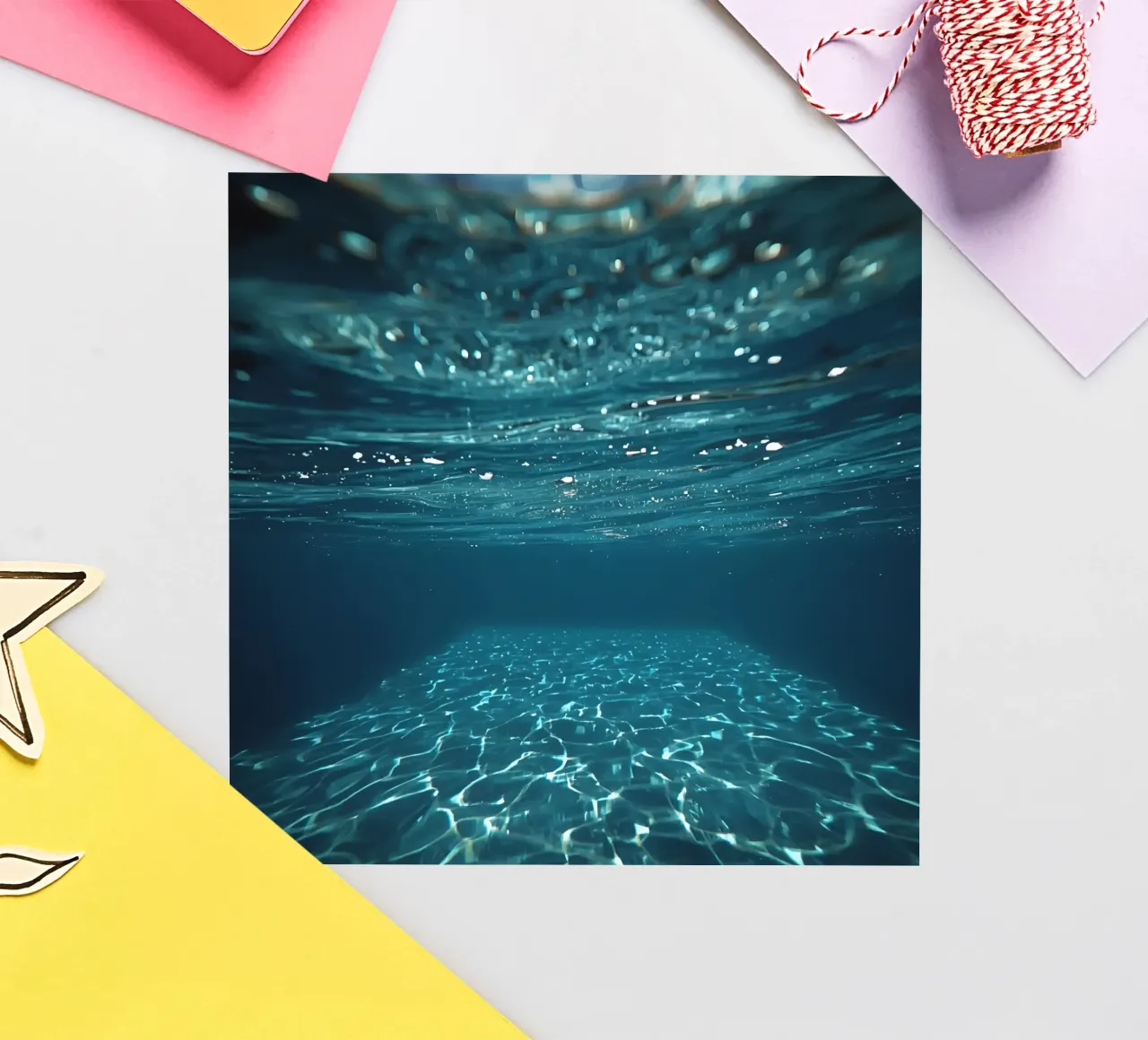 Underwater View of Water Surface and Bottom with Light sticker by DesignDoodle