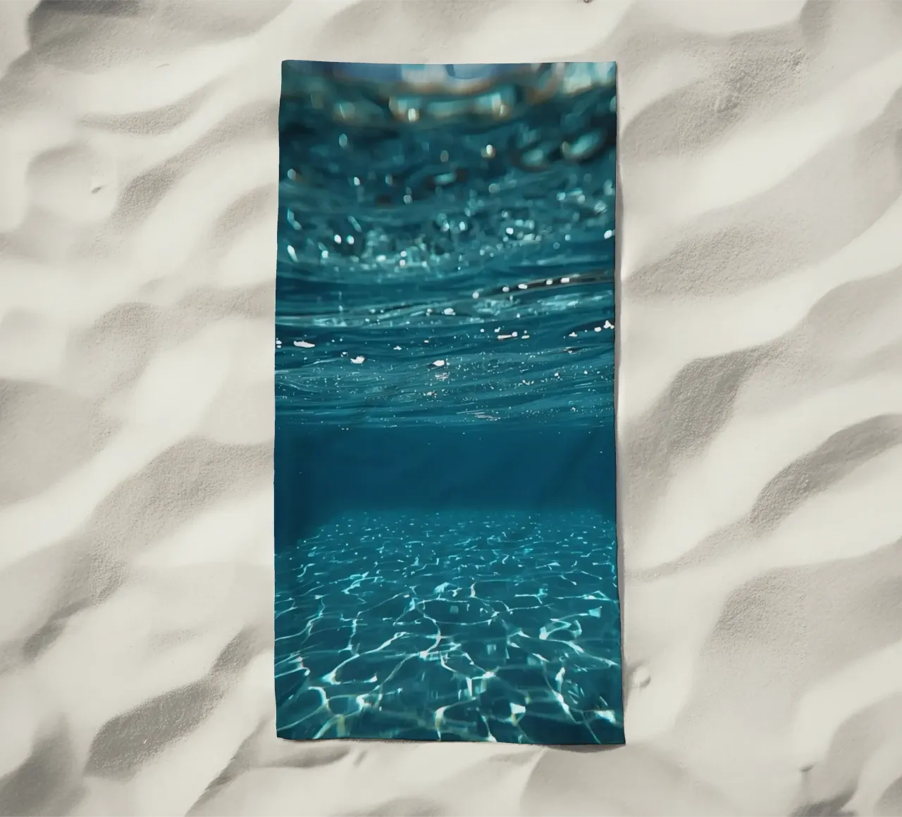 Underwater View of Water Surface and Bottom with Light beach towel by DesignDoodle
