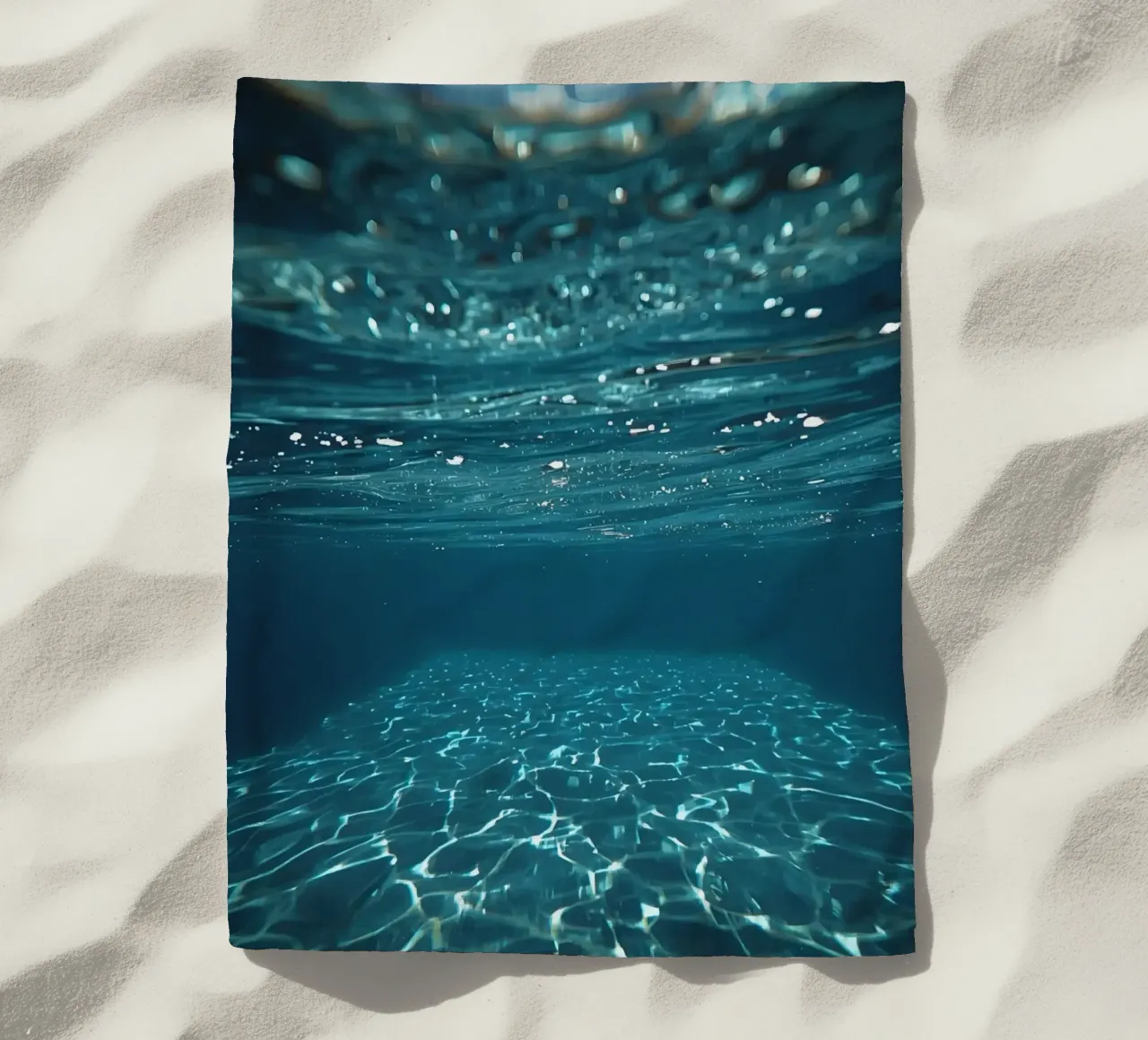 Underwater View of Water Surface and Bottom with Light beach towel by DesignDoodle