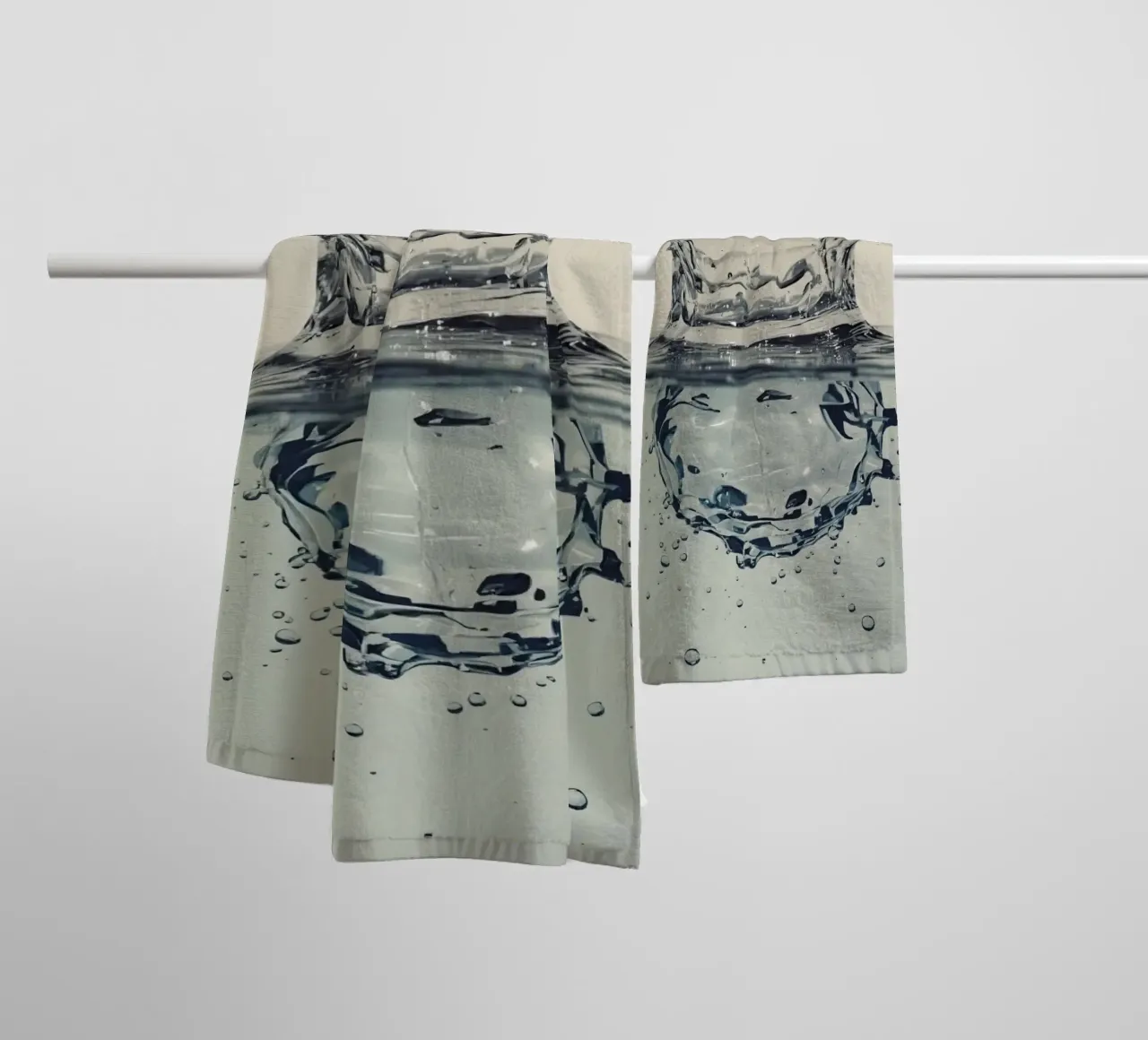 Water Splash Crown with Reflection and Droplets towel by DesignDoodle