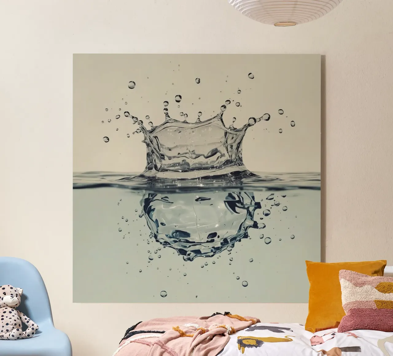 Corona a schizzi d'acqua con riflessi e gocce plexiglass da DesignDoodle