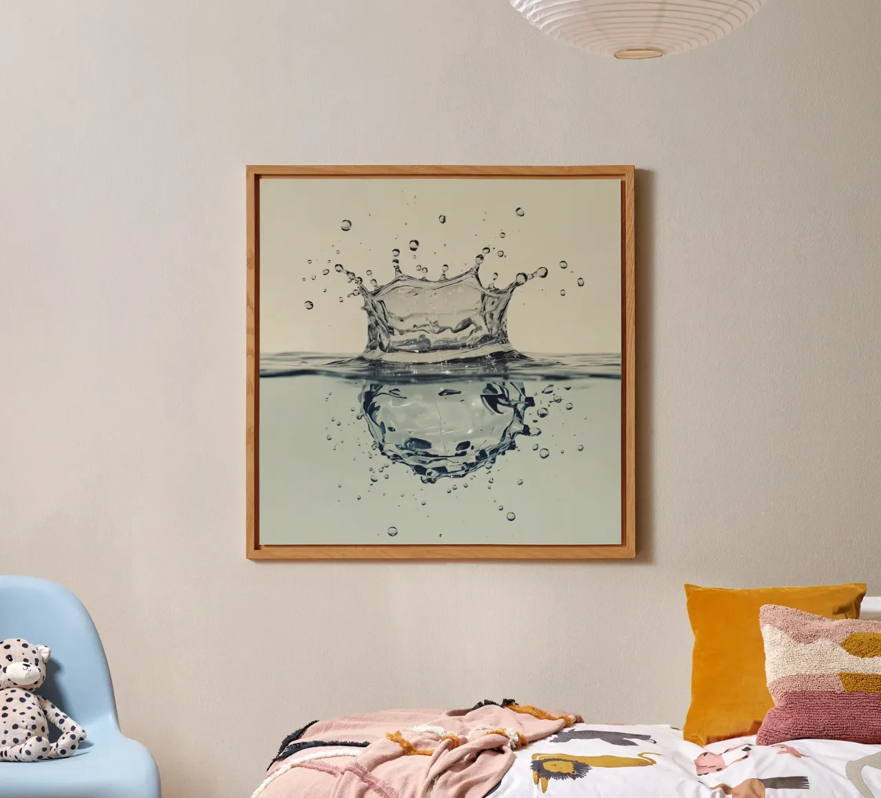 Corona a schizzi d'acqua con riflessi e gocce alluminio dibond da DesignDoodle
