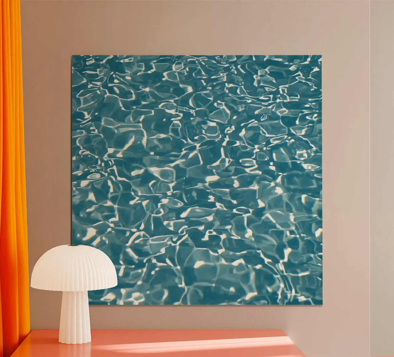 Superficie dell'acqua con riflessi di luce poster con telaio in alluminio da DesignDoodle