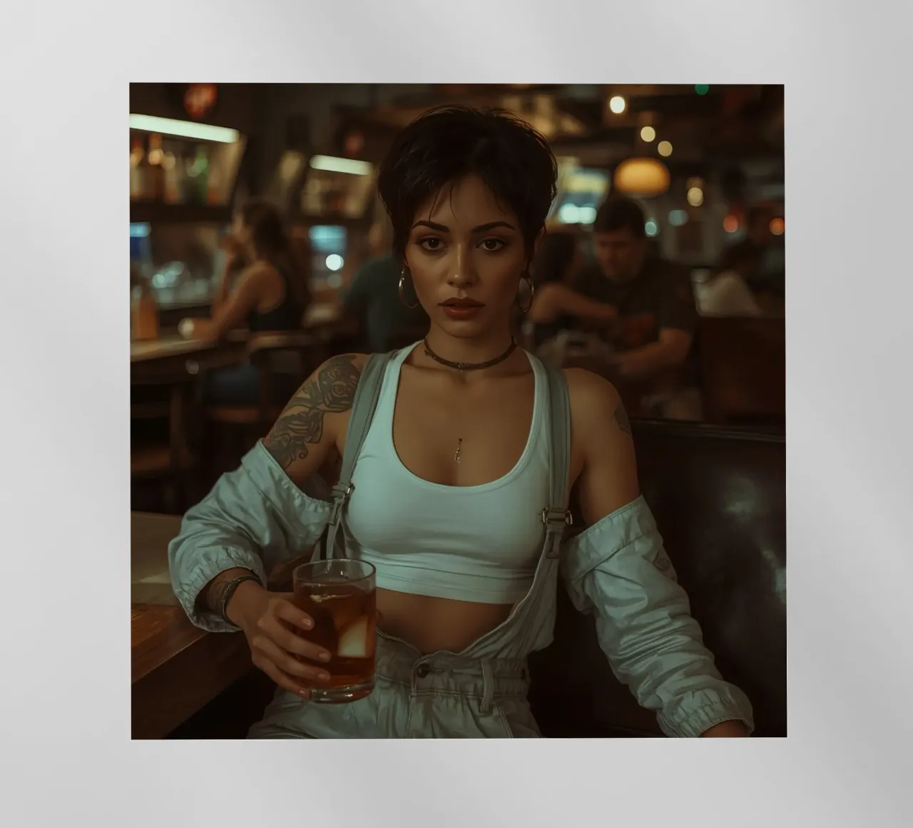 Donna con un drink in mano in un bar pellicola backlit da DesignDoodle