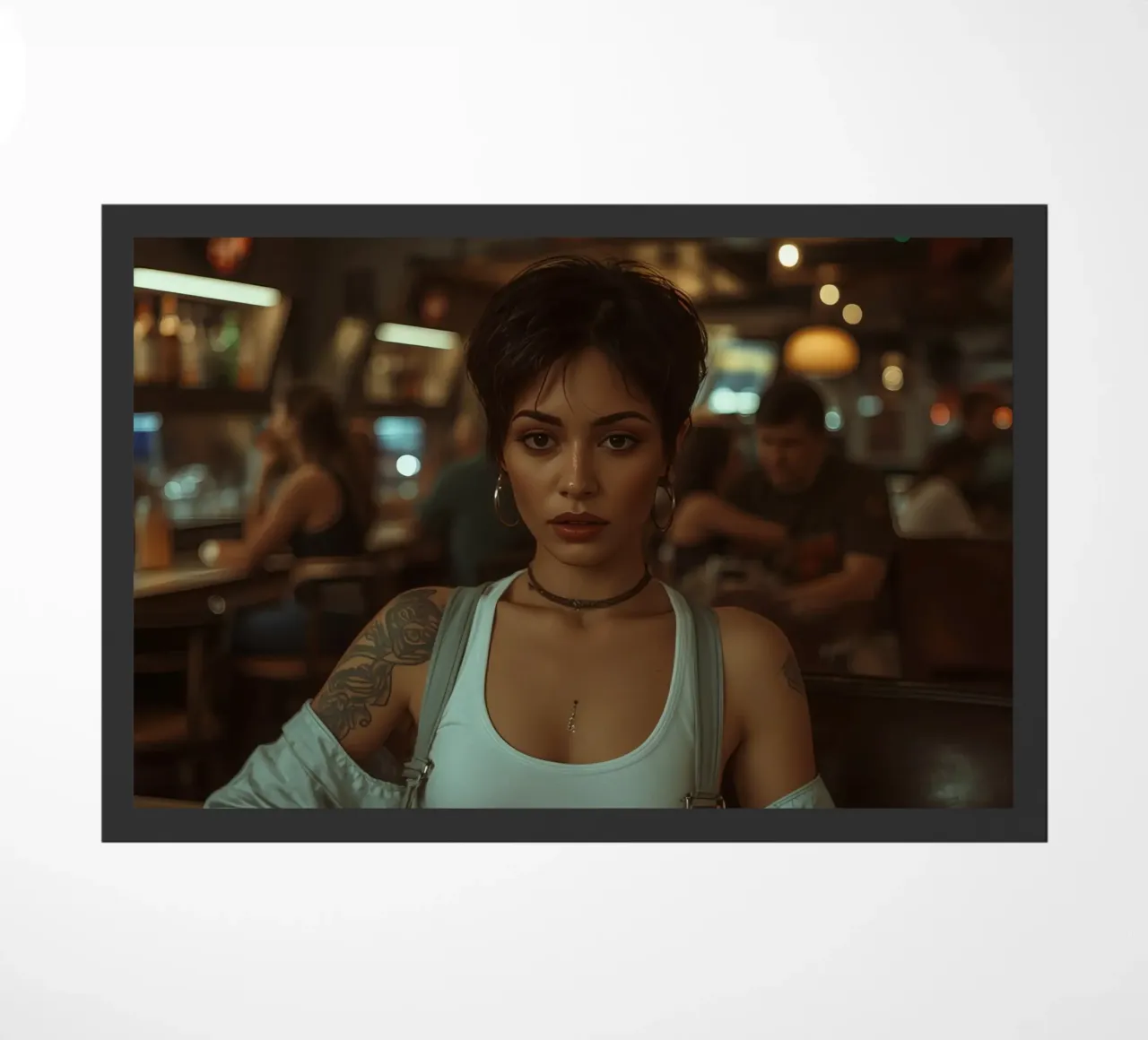 Donna con un drink in mano in un bar zerbino da DesignDoodle