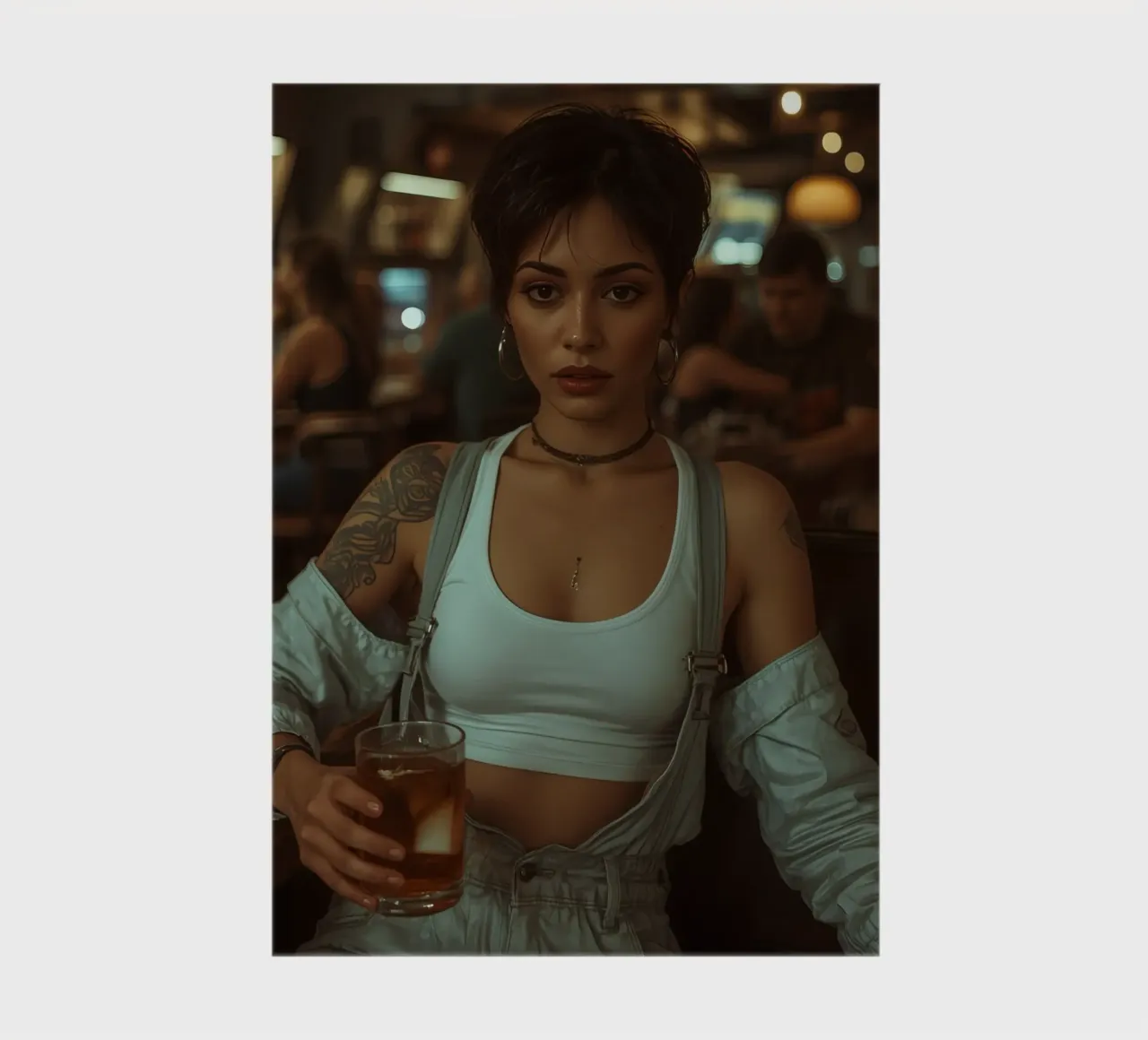 Donna con un drink in mano in un bar diario da DesignDoodle