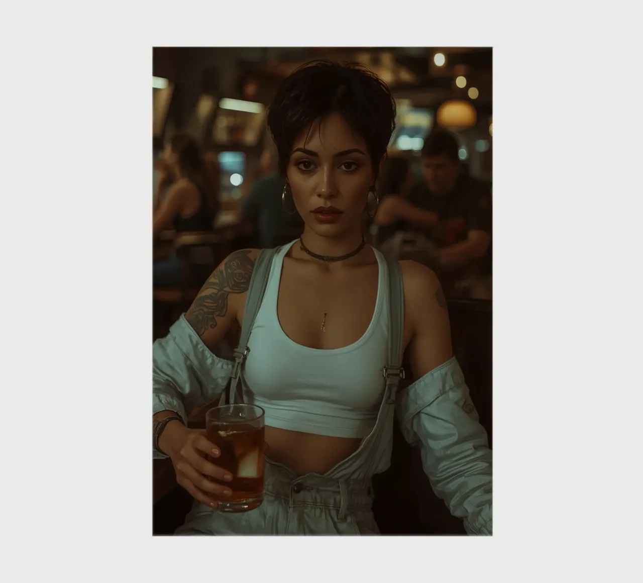 Donna con un drink in mano in un bar diario da DesignDoodle