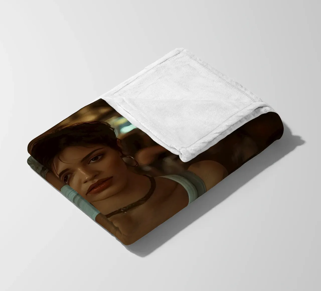 Donna con un drink in mano in un bar coperta in pile da DesignDoodle