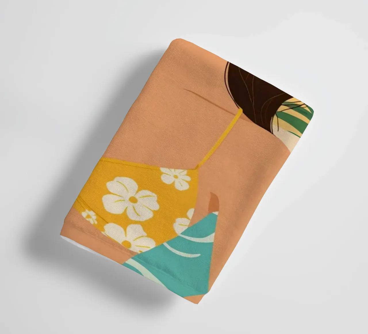 Woman with Juice by Pool with Palm Trees towel by DesignDoodle