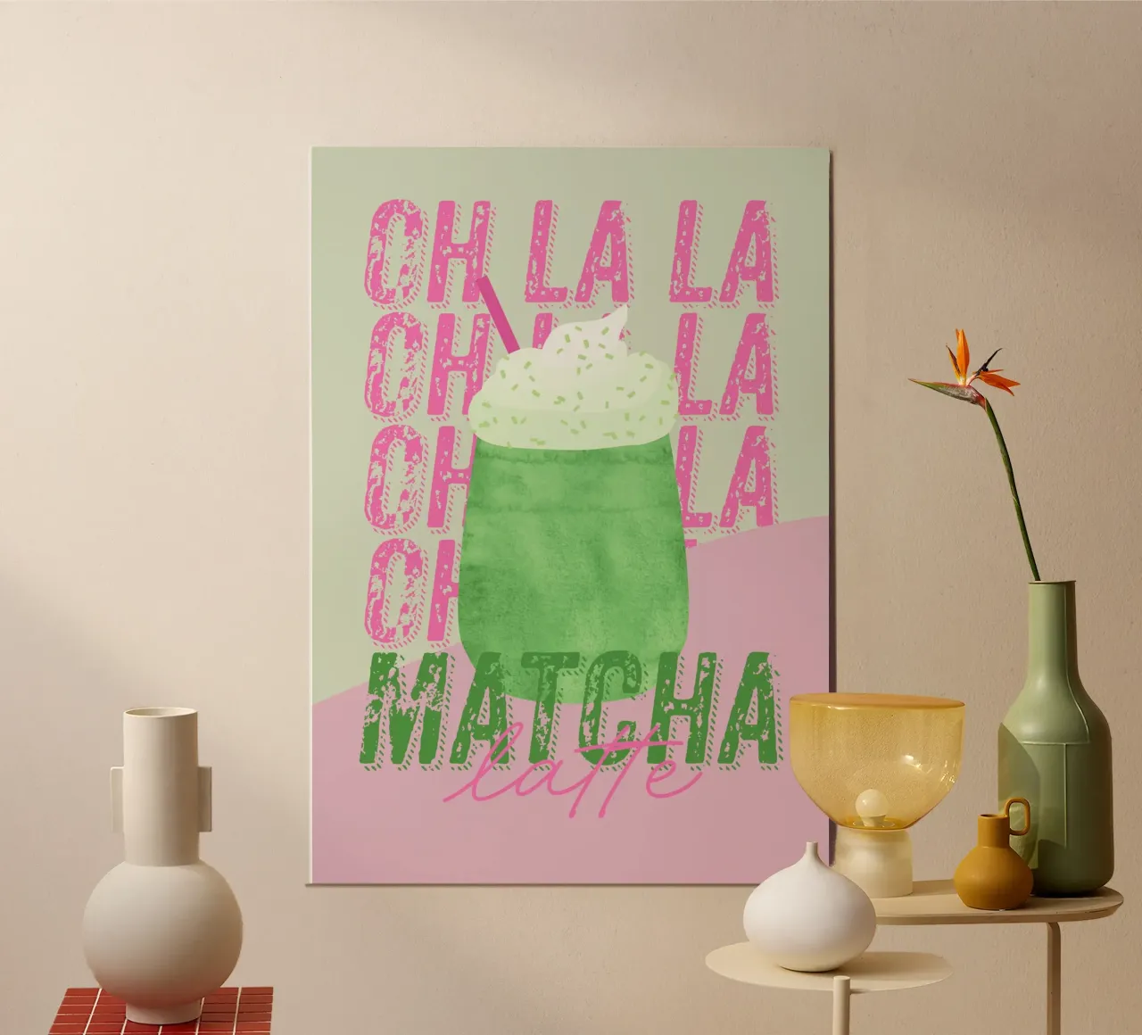 Oh la la Matcha latte poster da Fraysein Design