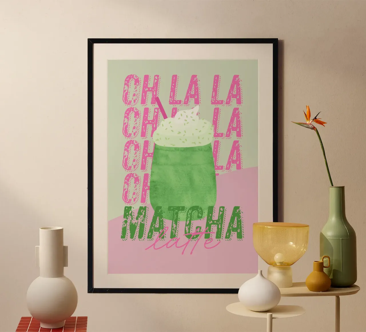 Oh la la Matcha latte poster da Fraysein Design