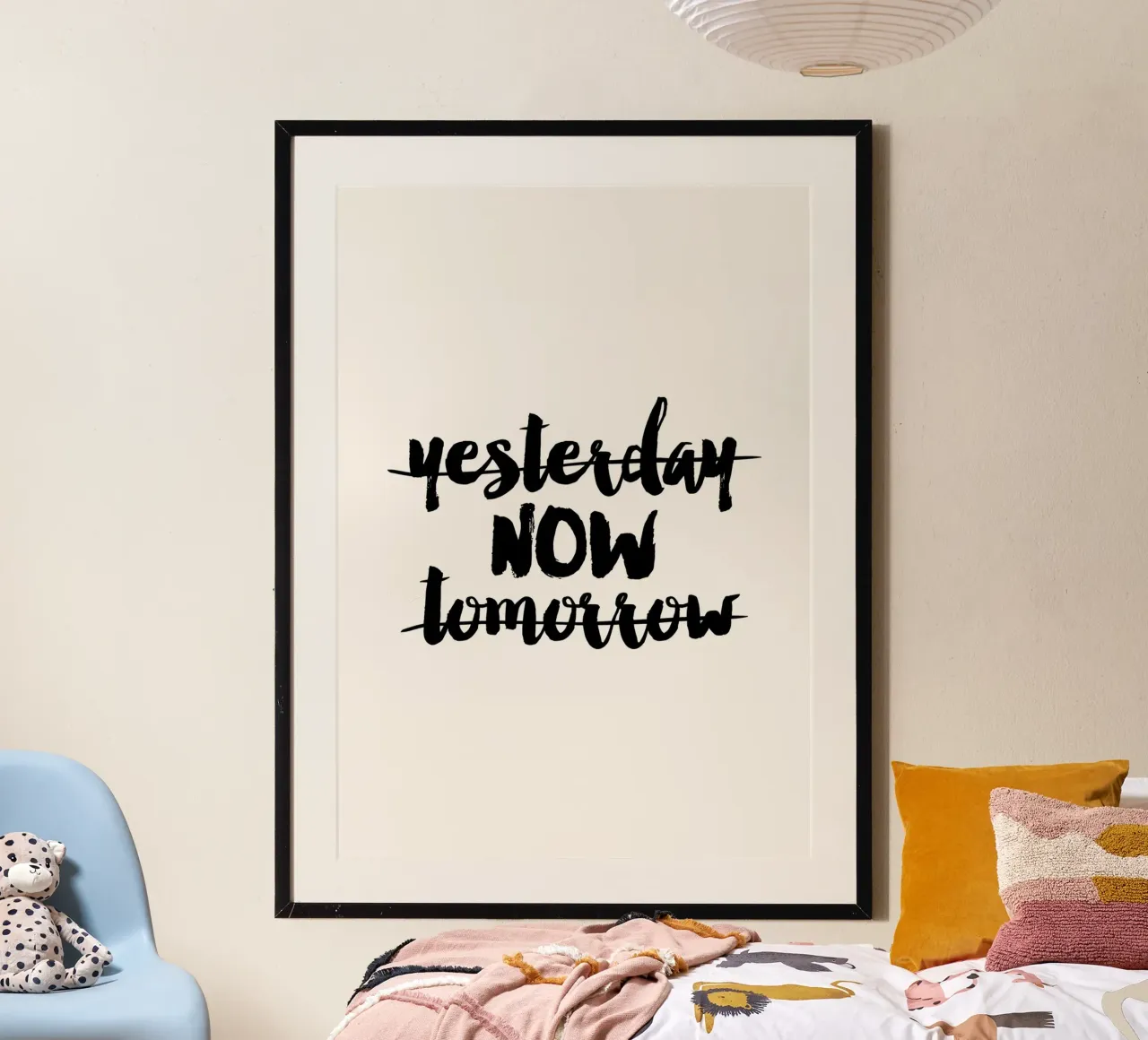 gisteren nu morgen Motivatie poster met houten frame van Attaboy Dsgn