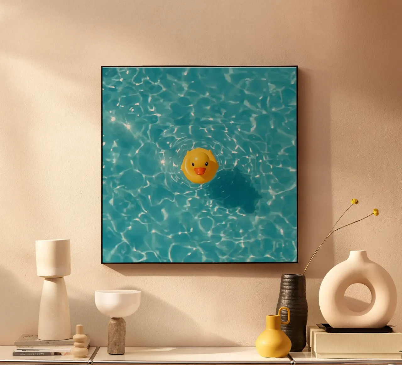 Canard en caoutchouc jaune dans une eau bleue turquoise plexiglas de DesignDoodle