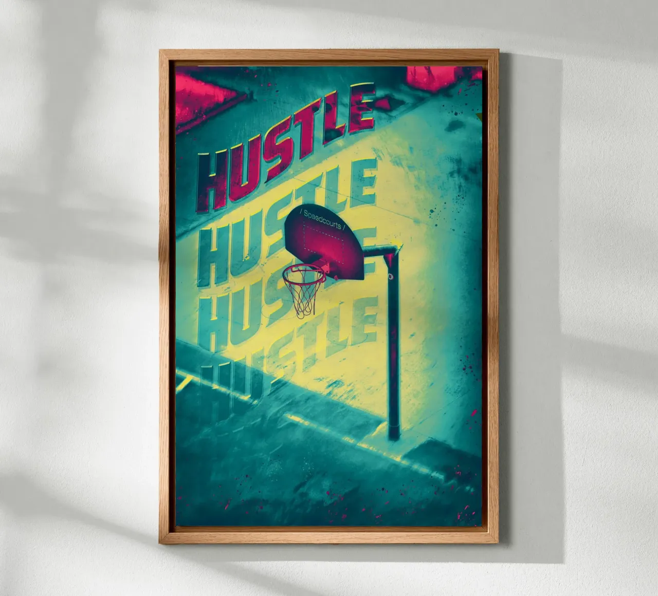 Hustle - Basketball Leinwand mit Schattenfugenrahmen von athlete.art