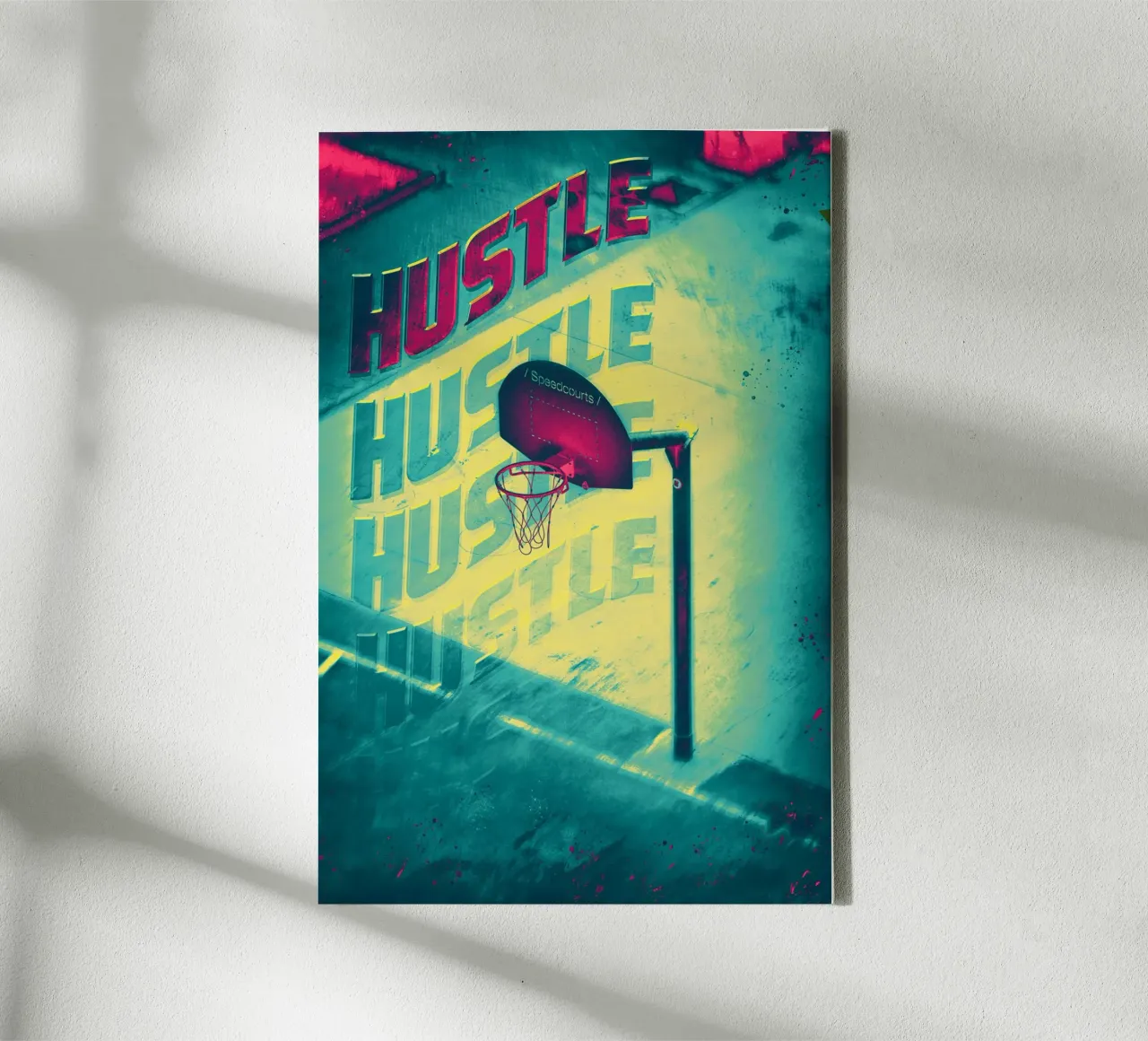 Hustle - Basketball Leinwand mit Schattenfugenrahmen von athlete.art