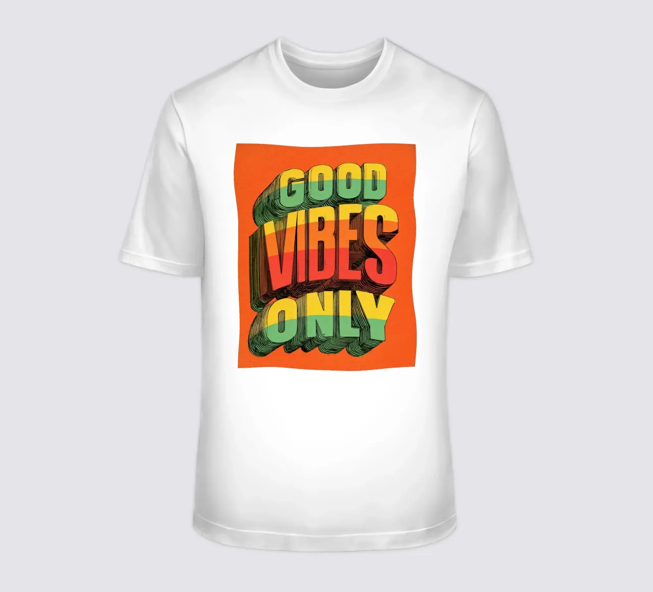 Good Vibes Only - Poster tipografico retrò e vintage con arcobaleno t-shirt da Kaji