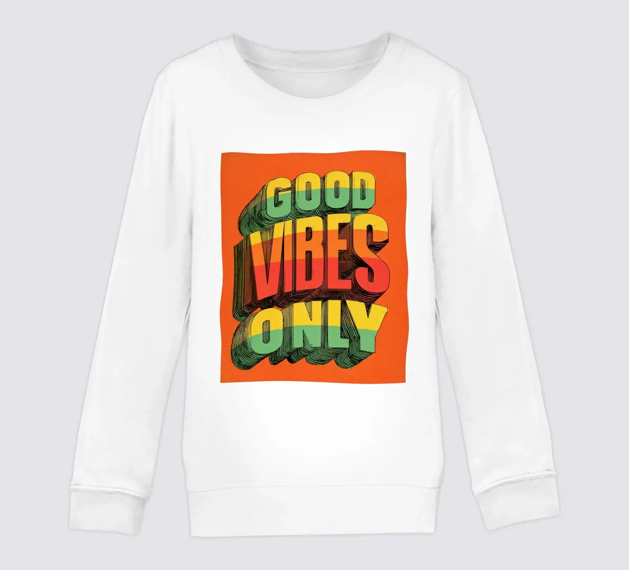 Good Vibes Only - Poster tipografico retrò e vintage con arcobaleno felpa bambino da Kaji