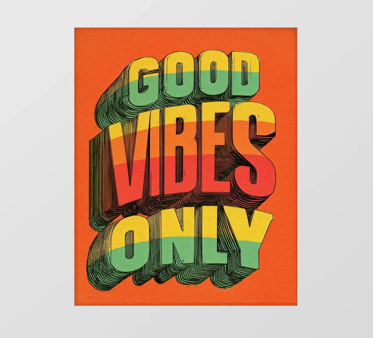 Good Vibes Only - Poster tipografico retrò e vintage con arcobaleno pellicola backlit da Kaji