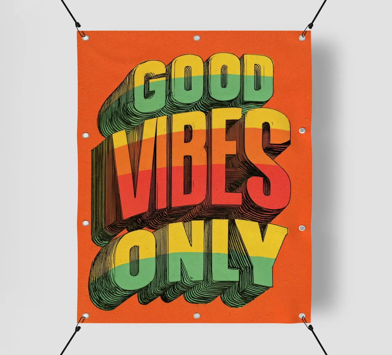 Good Vibes Only - Poster tipografico retrò e vintage con arcobaleno telo in pvc da Kaji