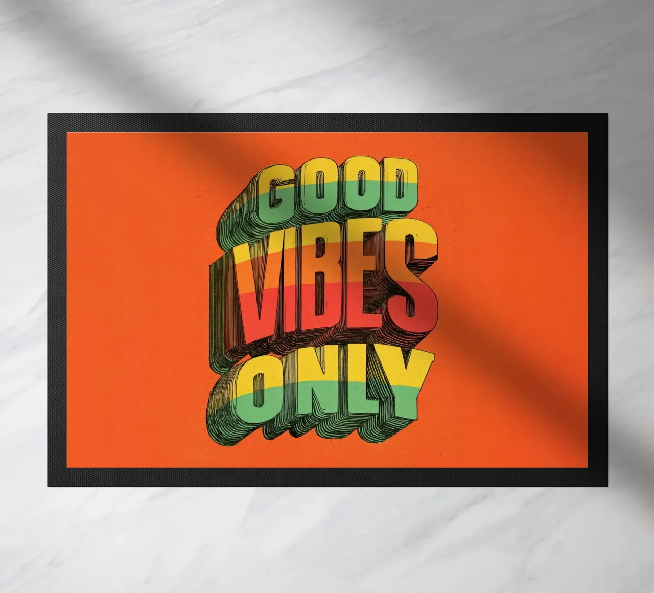 Good Vibes Only - Poster tipografico retrò e vintage con arcobaleno zerbino da Kaji