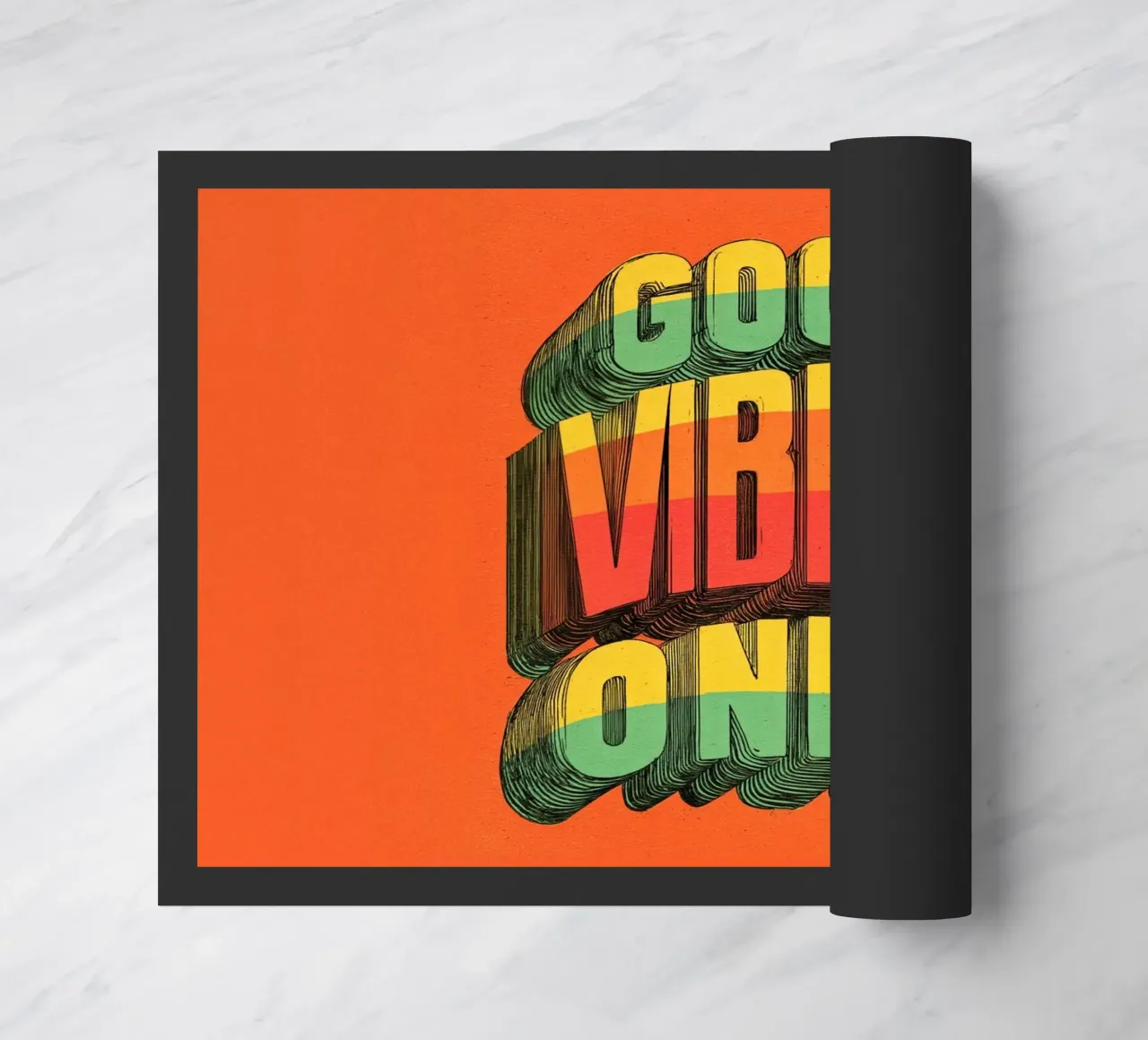 Good Vibes Only - Poster tipografico retrò e vintage con arcobaleno zerbino da Kaji