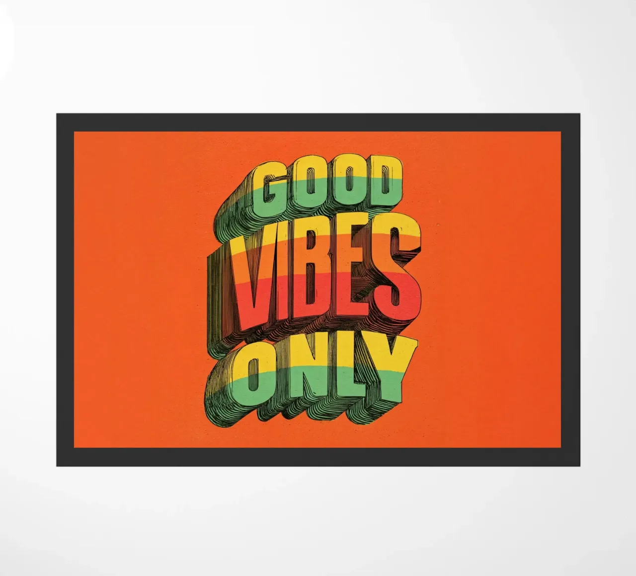 Good Vibes Only - Poster tipografico retrò e vintage con arcobaleno zerbino da Kaji